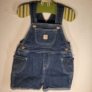 Carhartt Baby Girl Denim Short Bib Overalls 24 Months Blue Jean